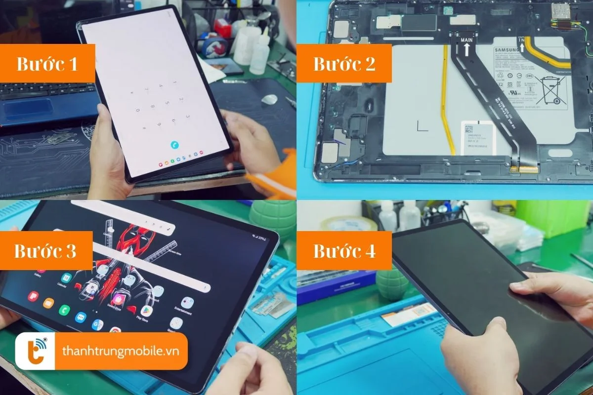quy trinh thay man hinh samsung tab s7 chuyen nghiep