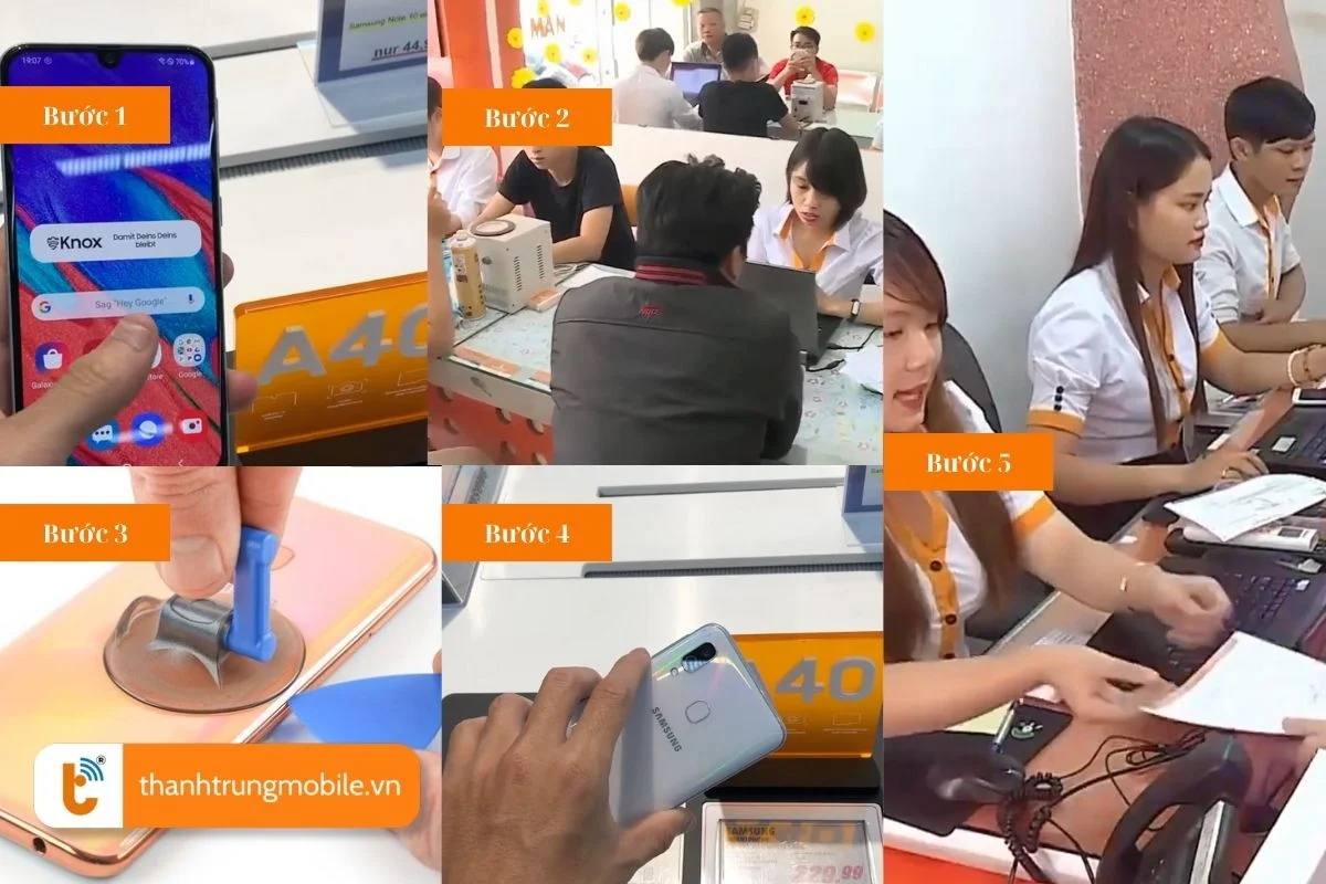 quy trinh thay nap lung samsung a40 chuyen nghiep