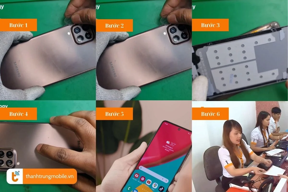 quy trinh thay nap lung samsung galaxy m53 chuyen nghiep