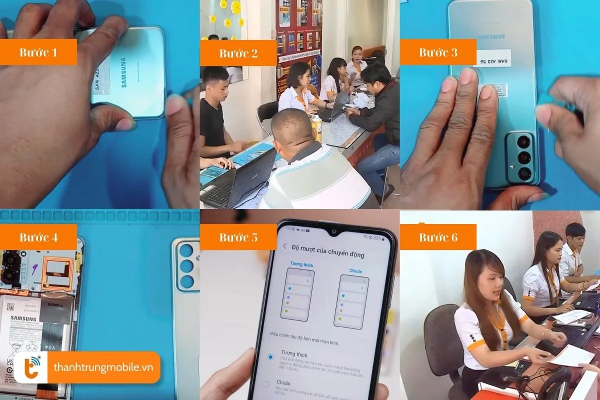 quy trinh thay nap lung samsung m23 tai thanh trung mobile