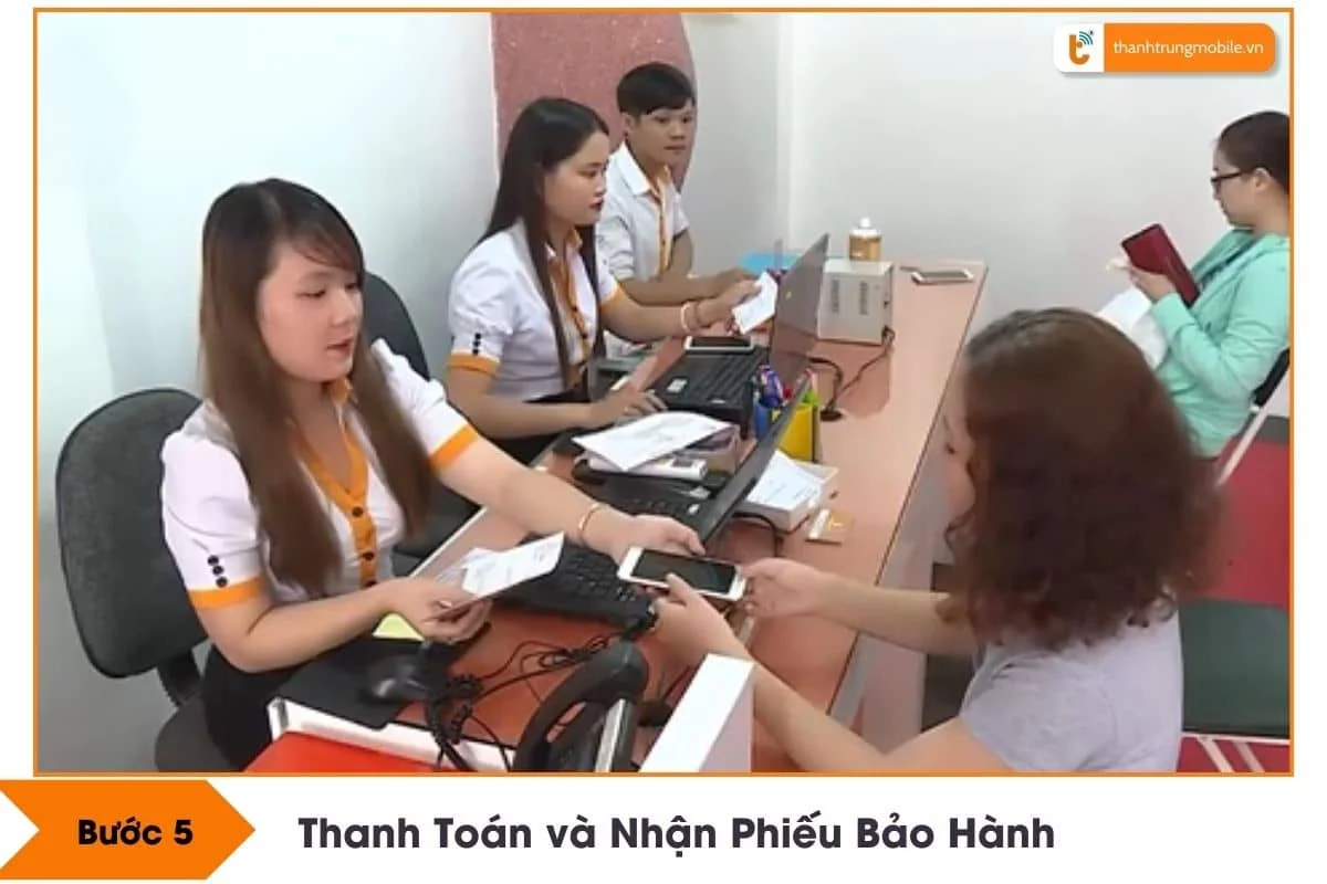 buoc 5 thanh toan va nhan phieu bao hanh
