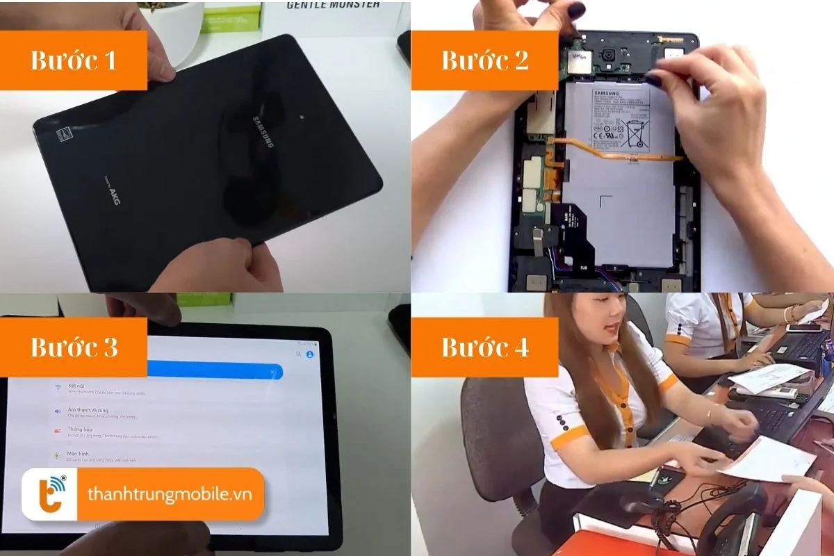 quy trinh thay pin galaxy tab s4 10.5 inch tai thanh trung mobile