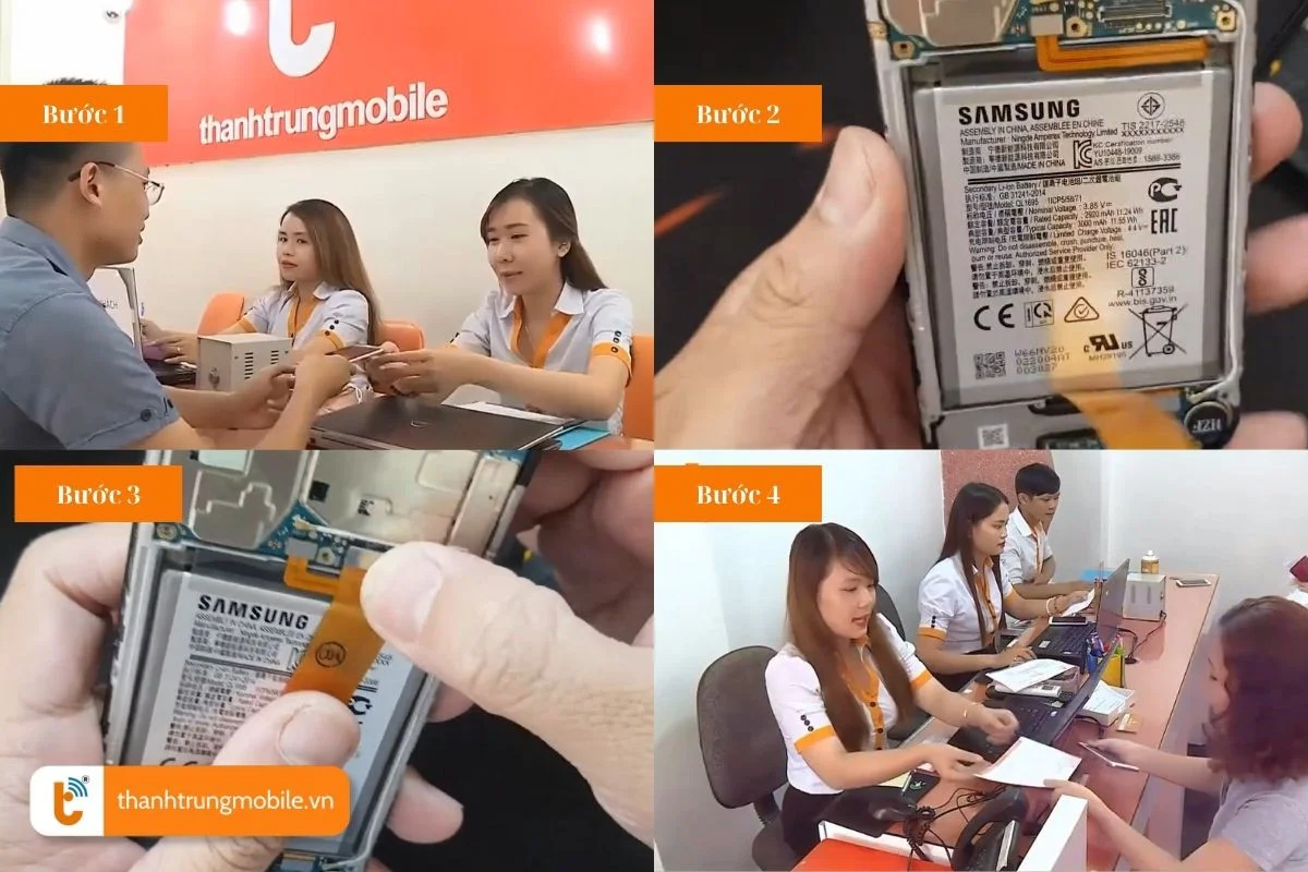 quy trinh thay pin samsung a01 tai thanh trung mobile