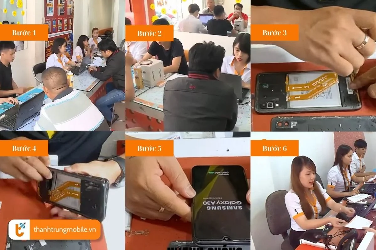 quy trinh thay pin samsung galaxy a03 chuan tai thanh trung mobile