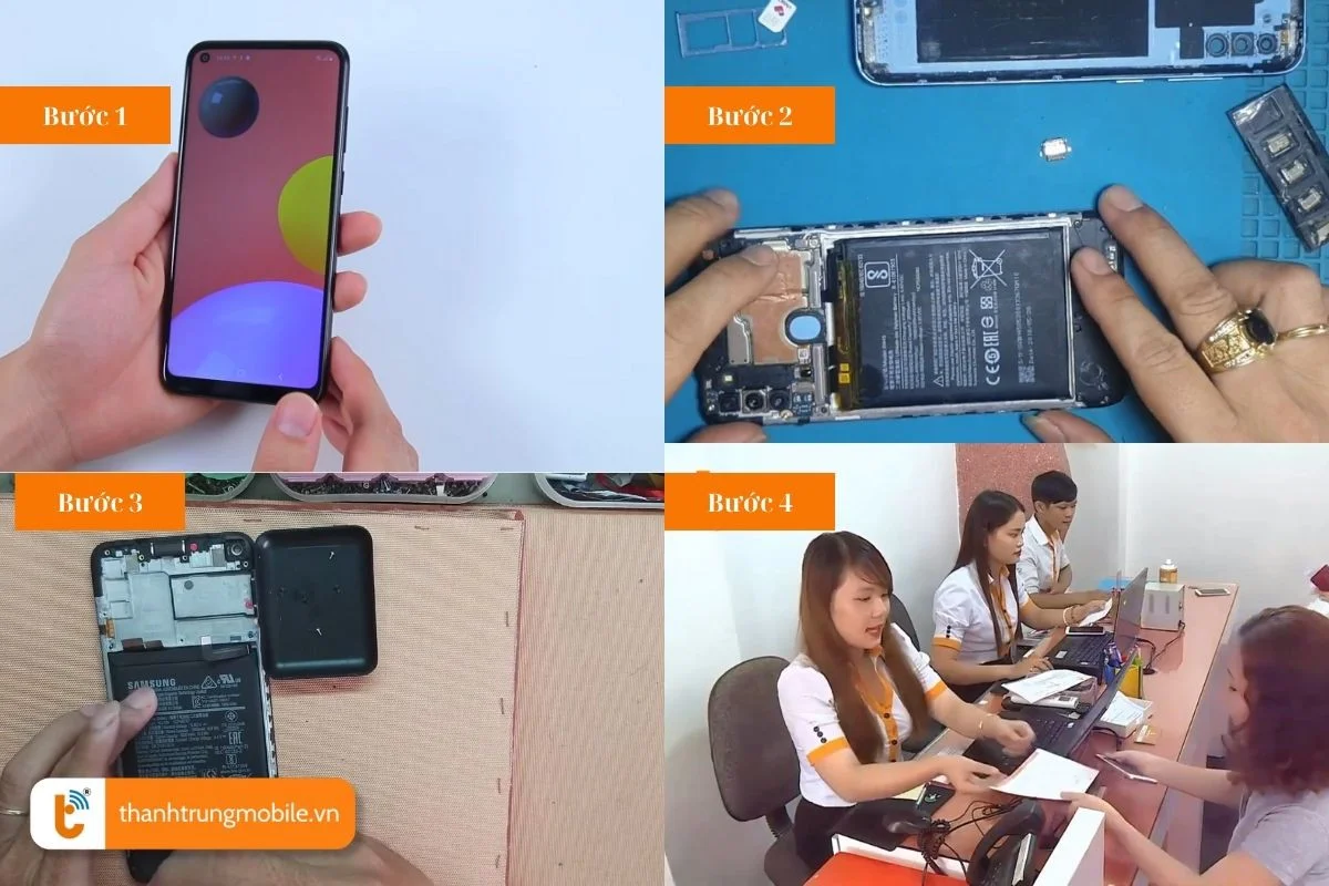 quy trinh thay pin samsung galaxy a11 tai thanh trung mobile