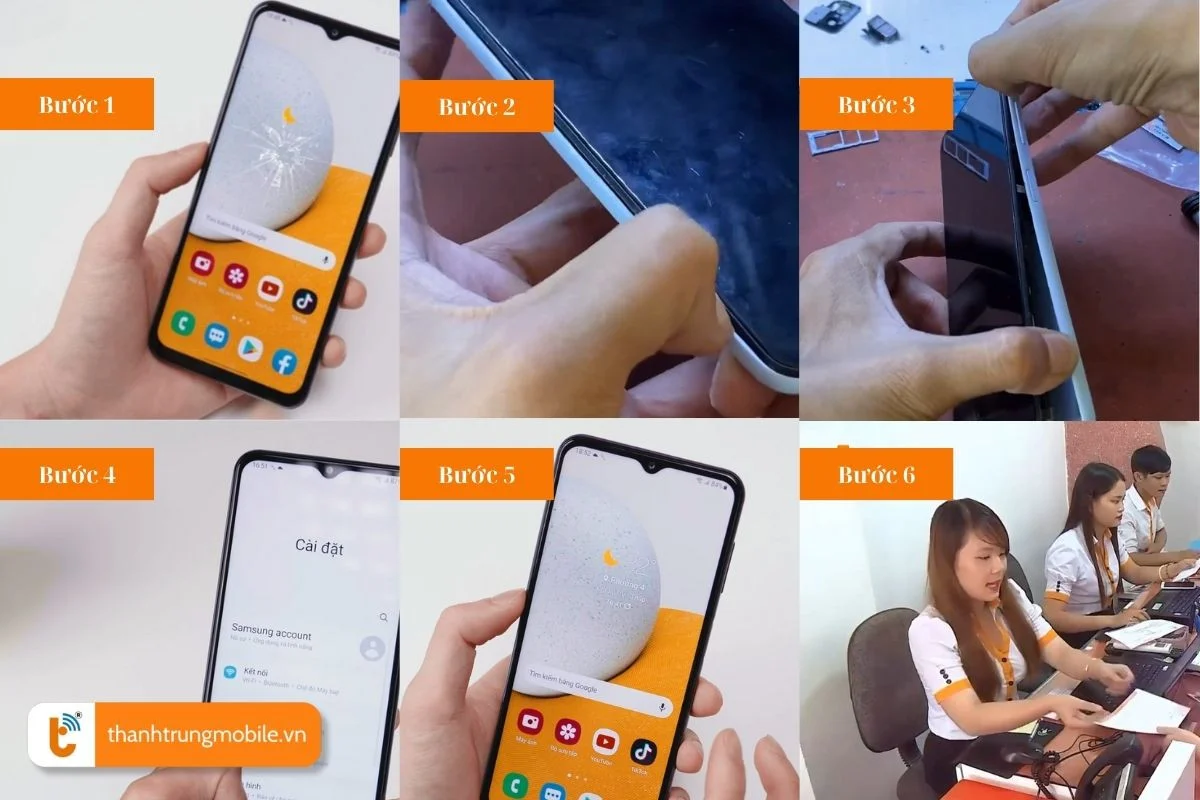 quy trinh thay the man hinh samsung galaxy a13 chuyen nghiep