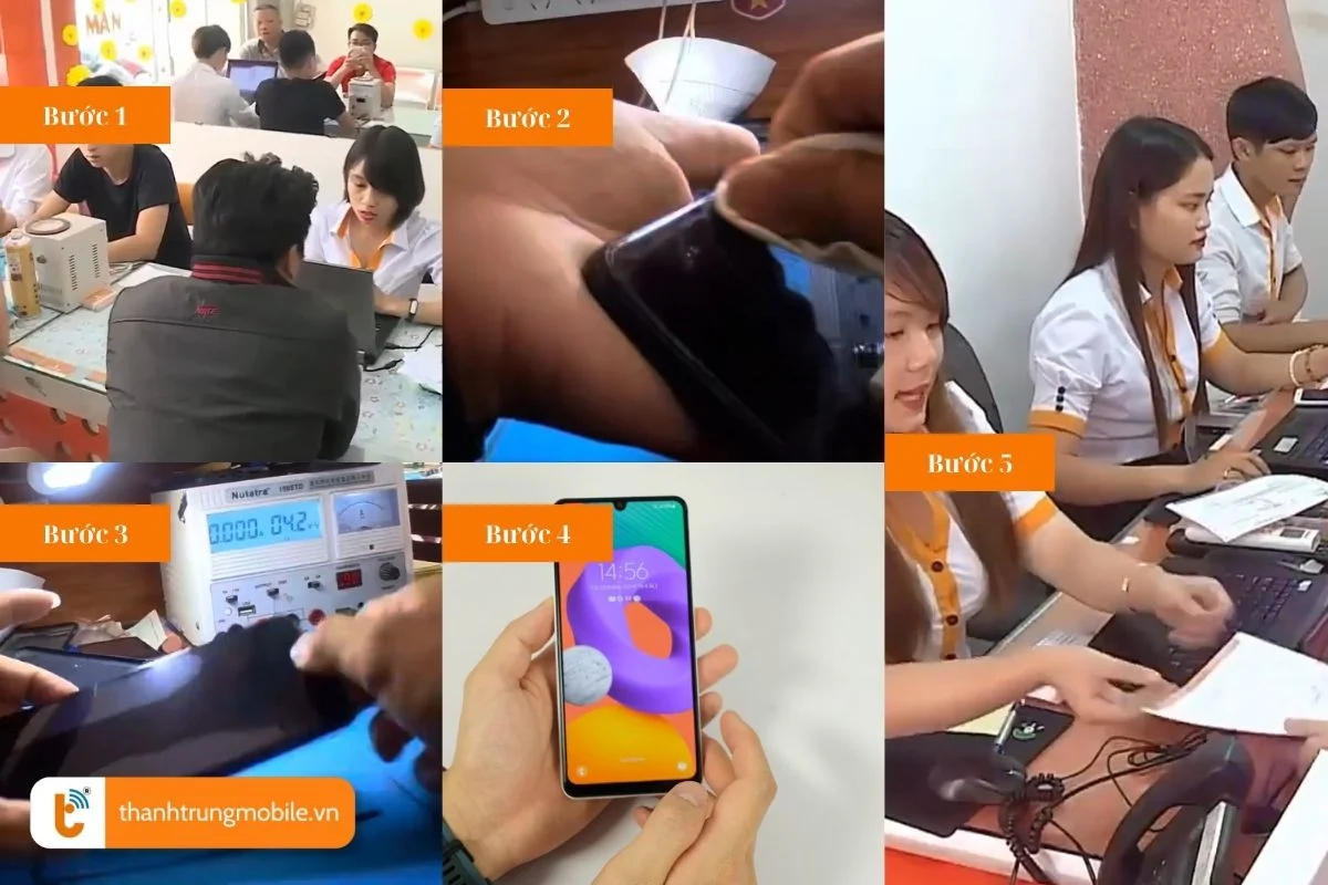 quy trinh thay the man hinh samsung m22 chuyen nghiep