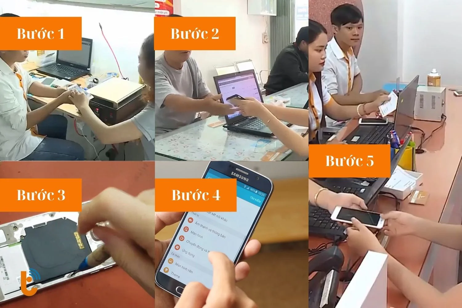 quy trinh thay the pin samsung galaxy s6 tai thanh trung mobile