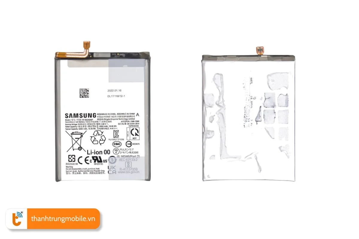 so sanh pin samsung a53 chinh hang voi pin linh kien