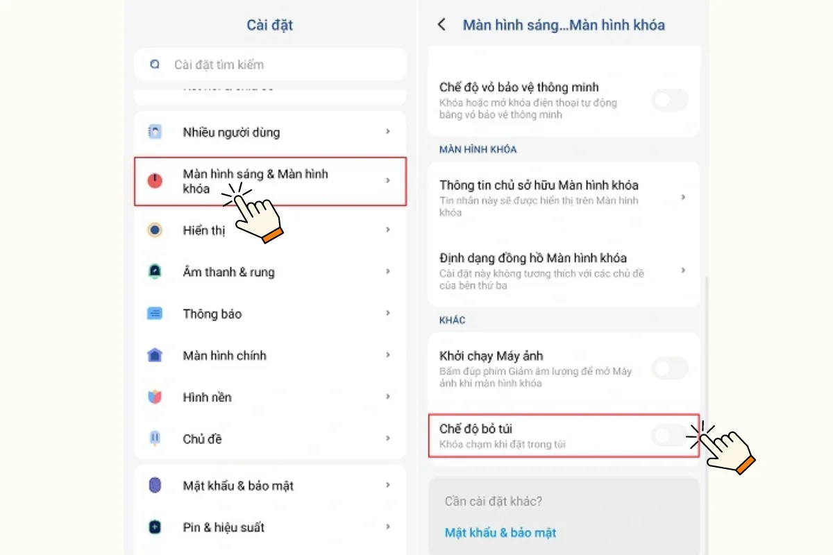 tắt chế độ bỏ túi