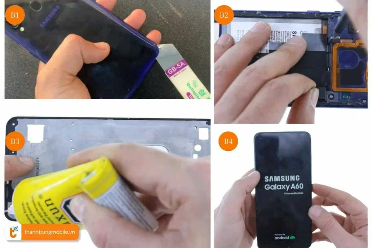 buoc 3 thay man hinh samsung a60 moi