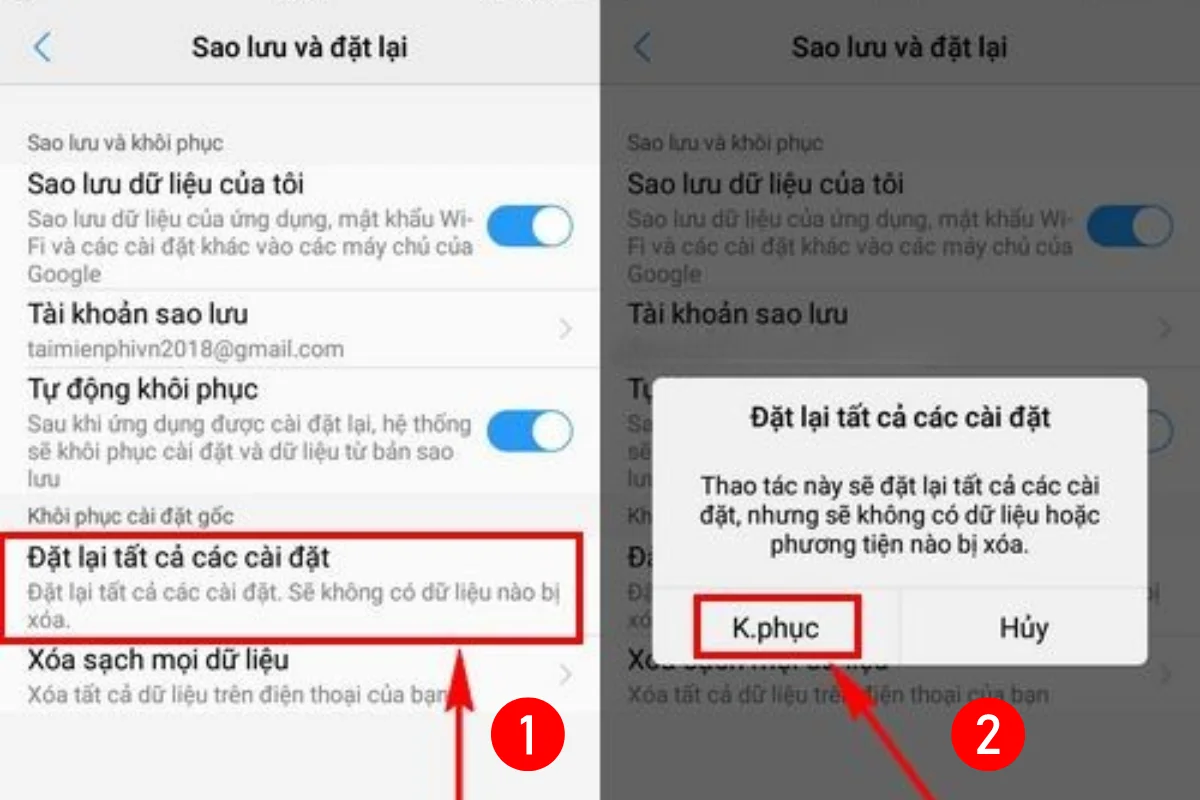 khôi phục cài đặt gốc điện thoại vivo