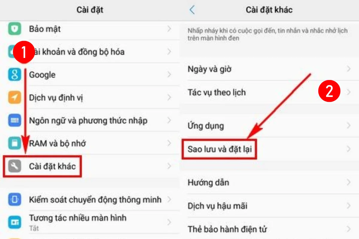 cách khôi phục cài đặt gốc vivo