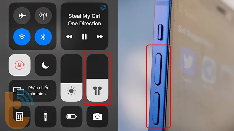 Giảm âm lượng Airpods trực tiếp trên iphone kết nối