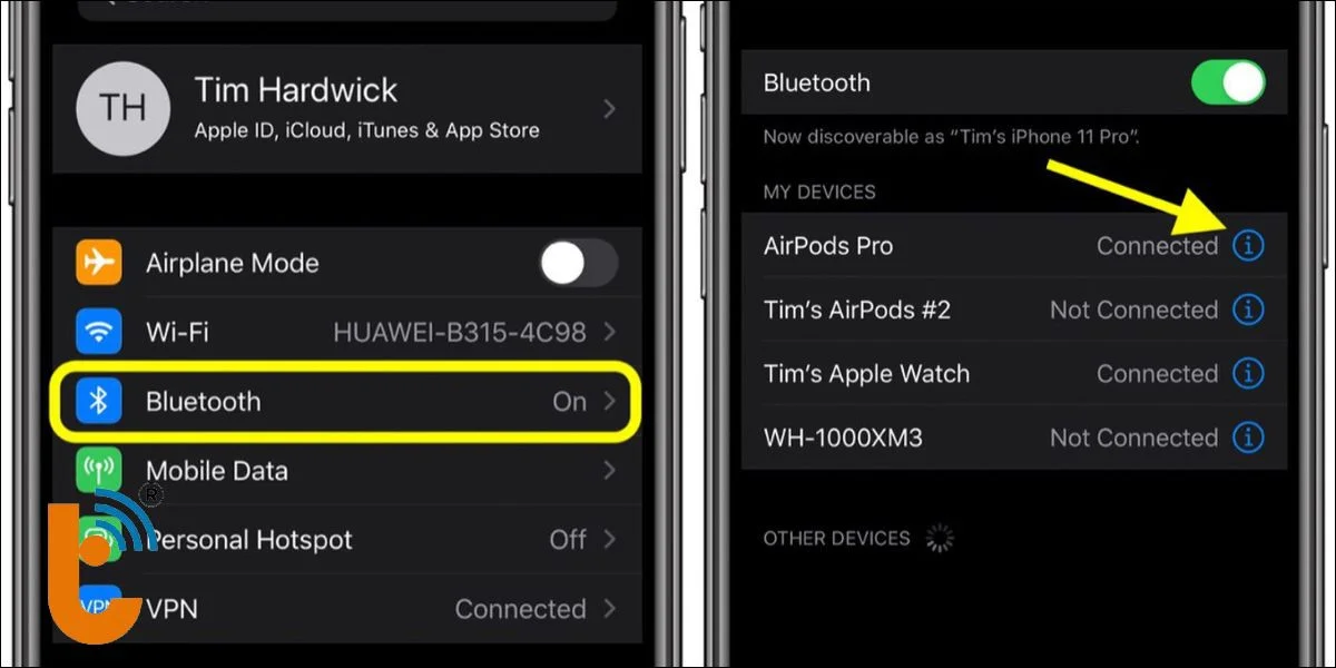 Chọn vào biểu tượng chữ i