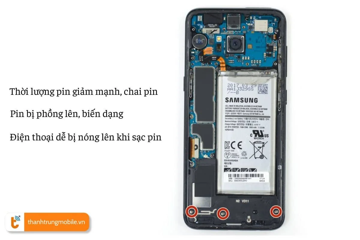 dau hieu can thay pin samsung S8, S8 Plus