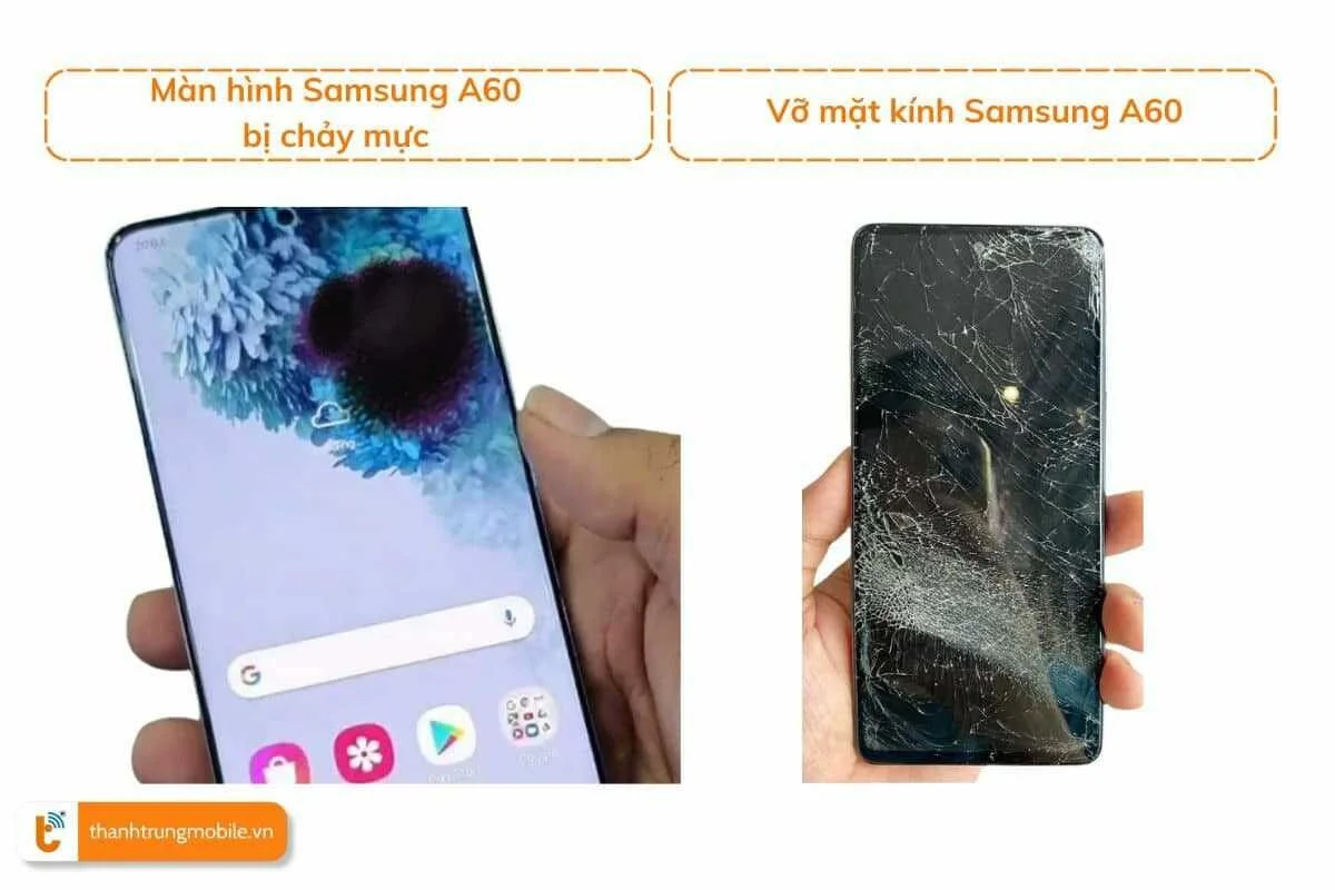 trường hợp cần thay màn hình, mặt kính samsung a60