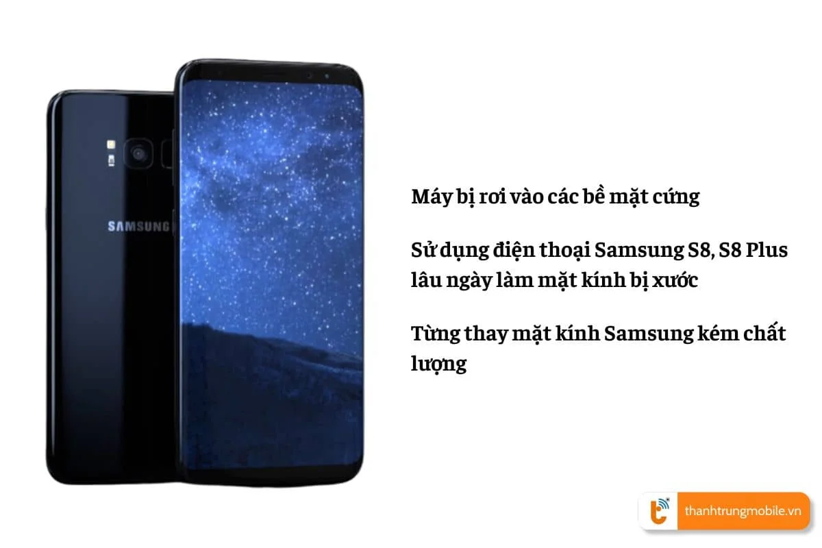 nguyen nhan dan den thay mat kinh samsung s8, s8 plus
