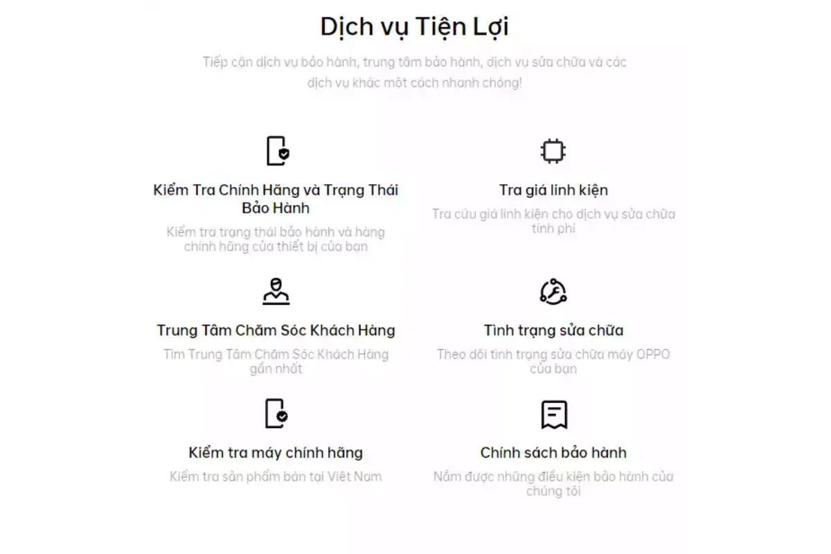 quy định bảo hành của oppo