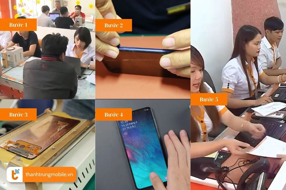 quy trinh ep kinh samsung a70 tai thanh trung mobile