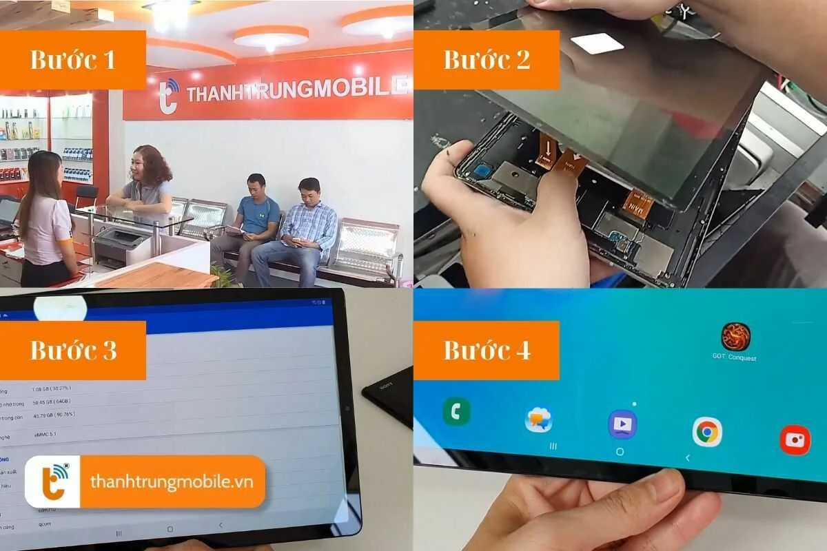 quy trinh thay man hinh may tinh bang samsung tab s5e tablet