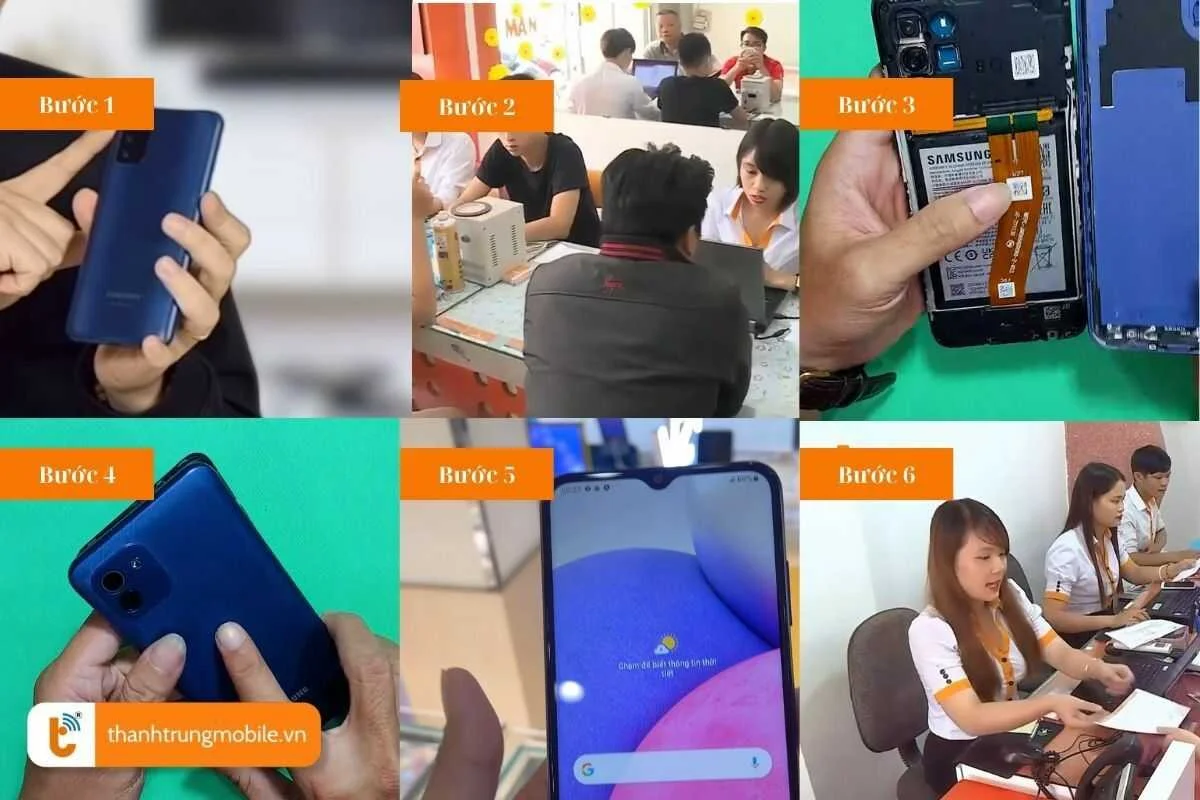 quy trinh thay nap lung samsung a03 tai thanh trung mobile