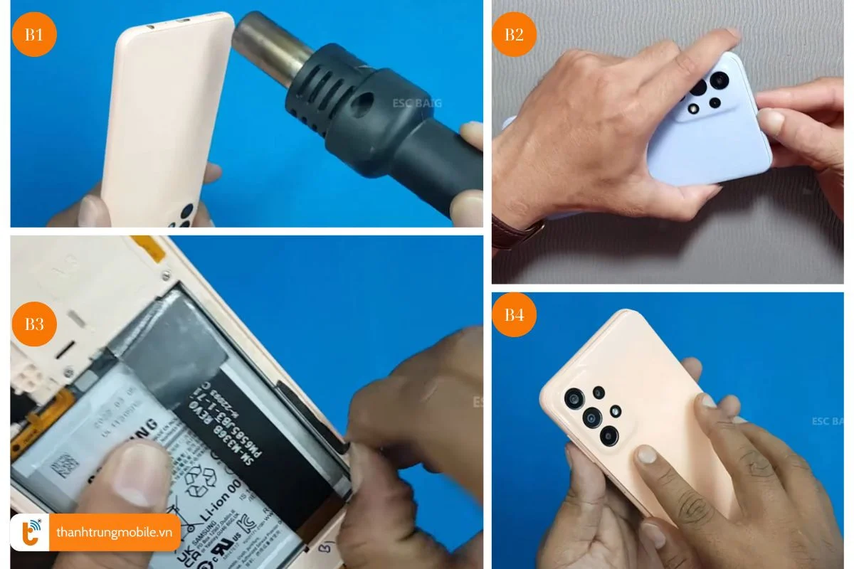 quy trinh thay nap lung samsung a23 chuyen nghiep