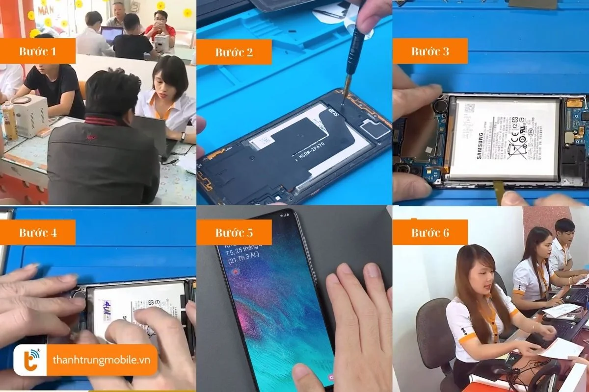 quy trinh thay pin samsung galaxy a70 chuyen nghiep