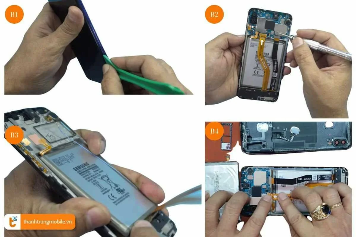 quy trinh thay pin samsung m20 chuyen nghiep