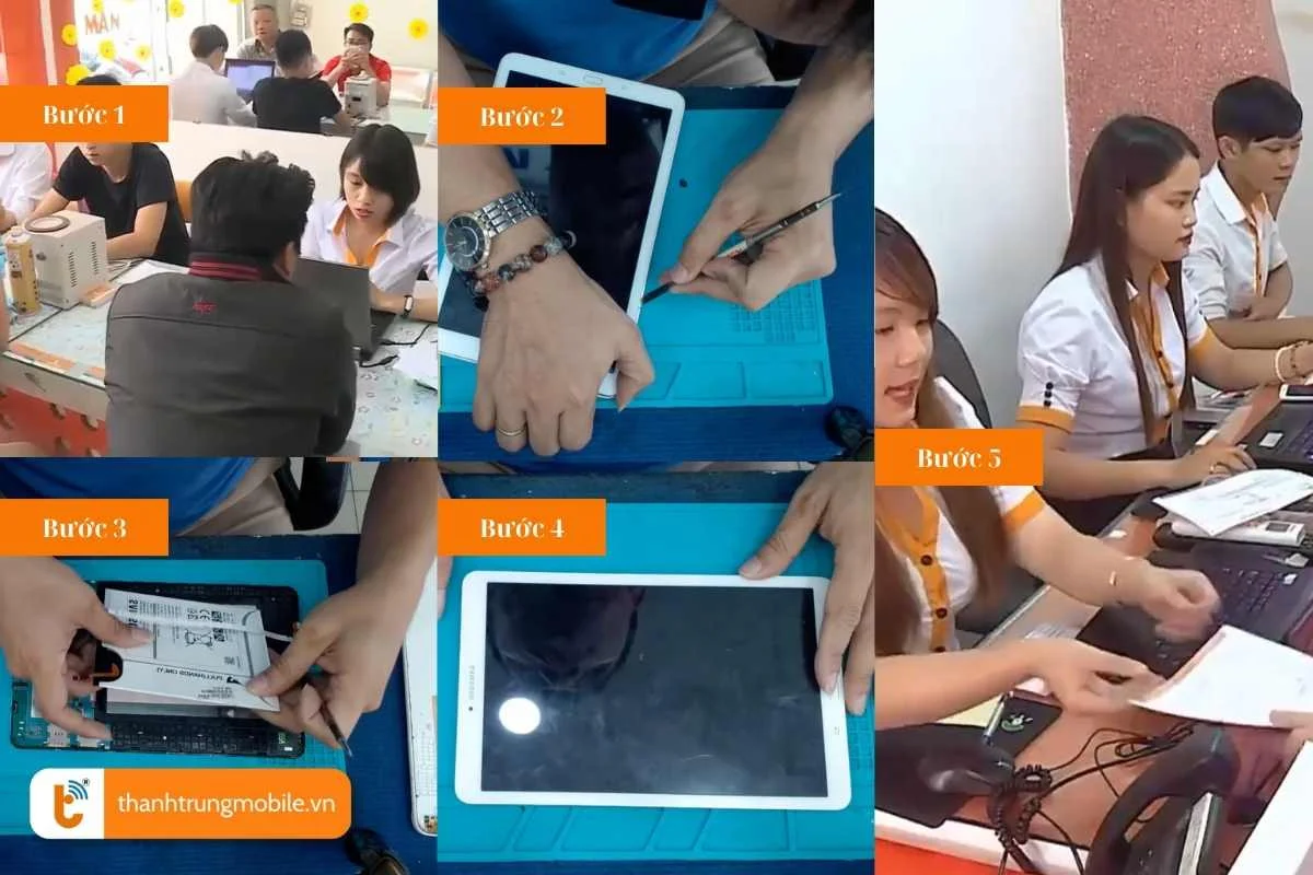 quy trinh thay the pin samsung galaxy tab chuyen nghiep