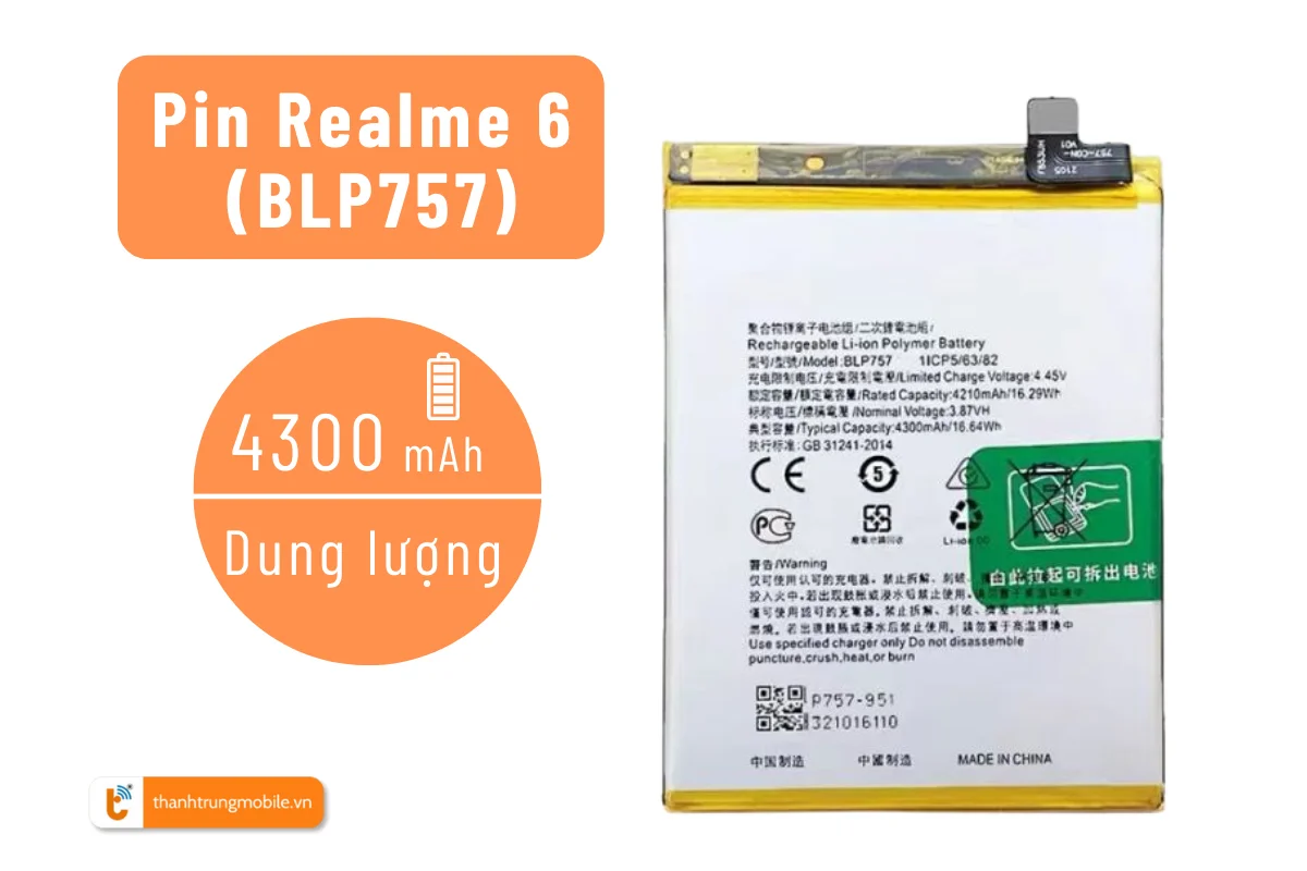 Thay pin Realme 6 chuẩn zin