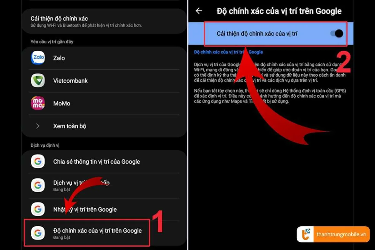 bat che do chinh xac vi tri tren google