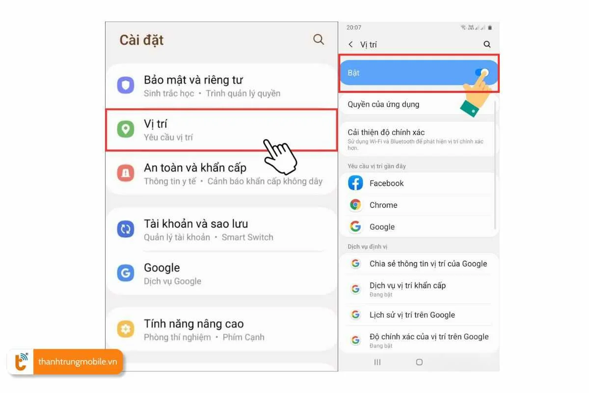 bat gps qua menu cai dat