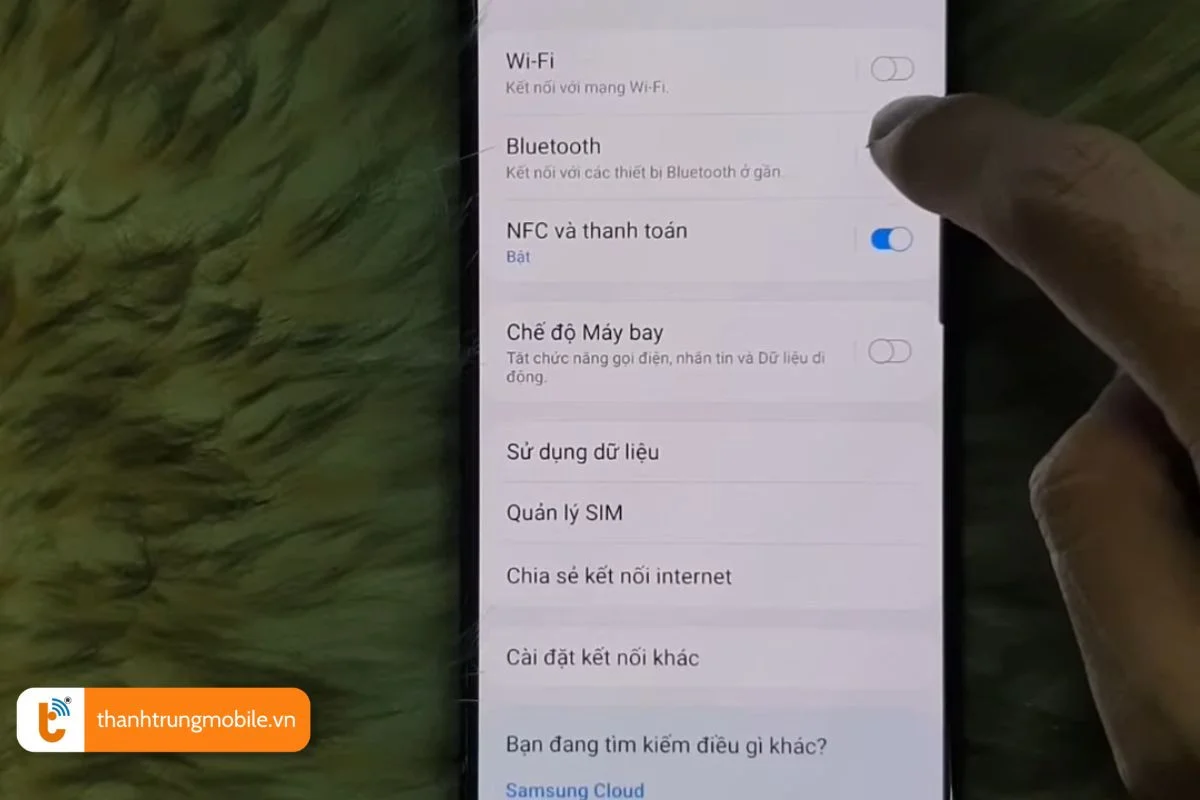 bat tat bluetooth tren dien thoai samsung
