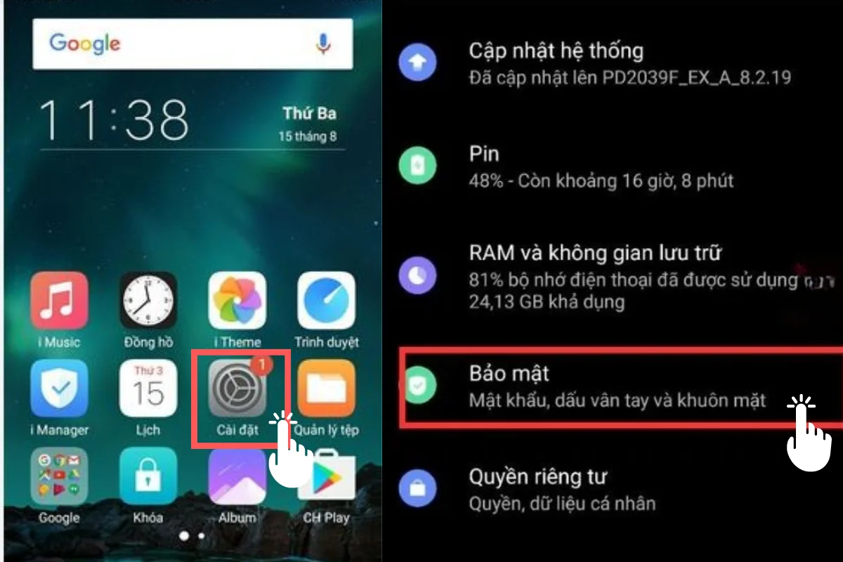 cách ẩn ứng dụng vivo