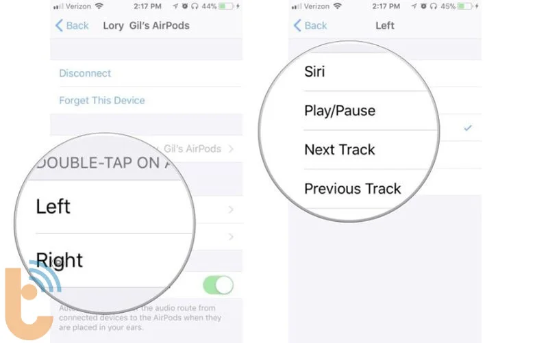 Thay đổi chức năng của các thao tác chạm khác nhau trên AirPods