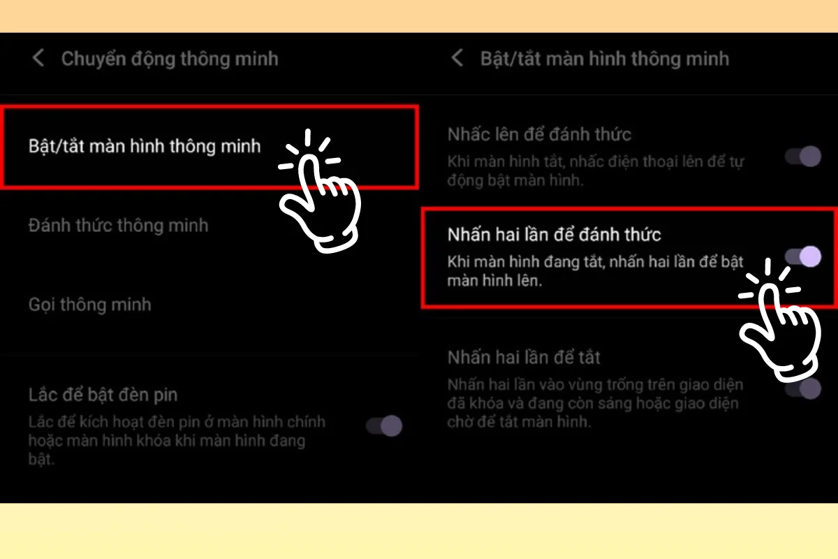 cách bật tính năng chạm 2 lần mở màn hình Vivo 