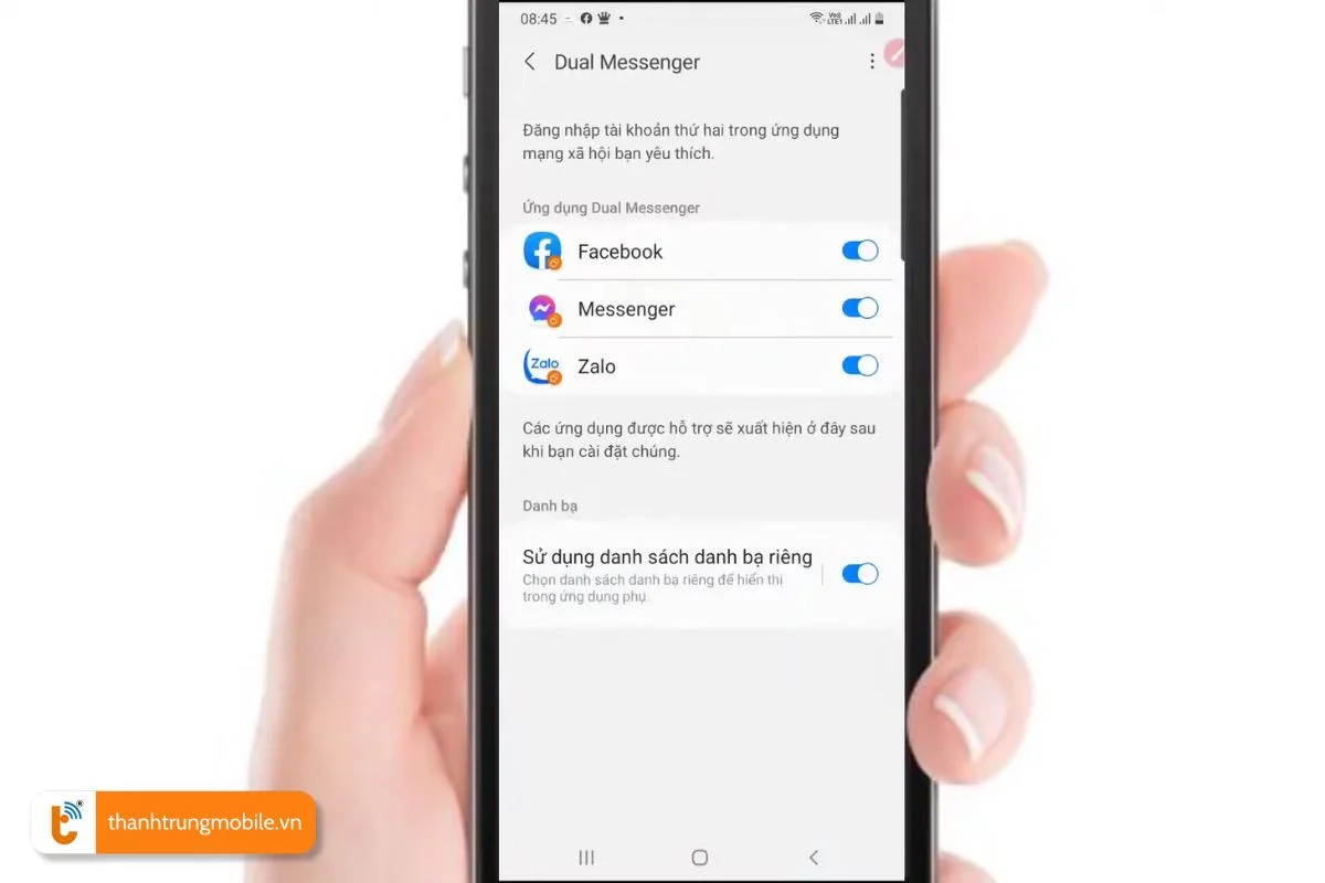 dung song song 2 ung dung mang xa hoi tren samsung