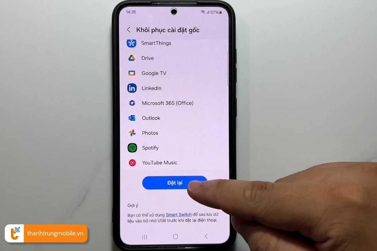 khoi phuc cai dat goc cho dien thoai samsung
