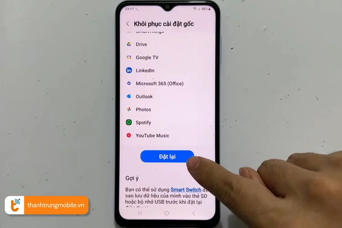 khoi phuc cai dat goc cho dien thoai android