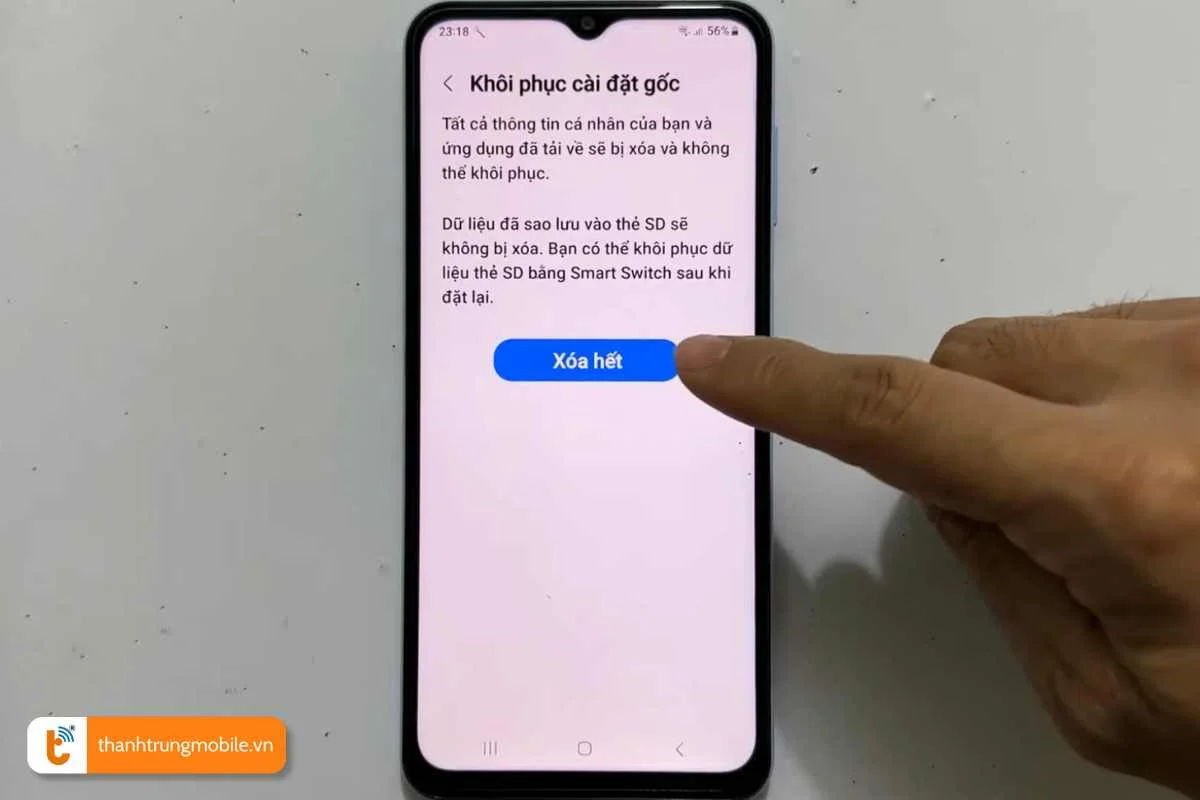 khoi phuc cai dat goc samsung a750