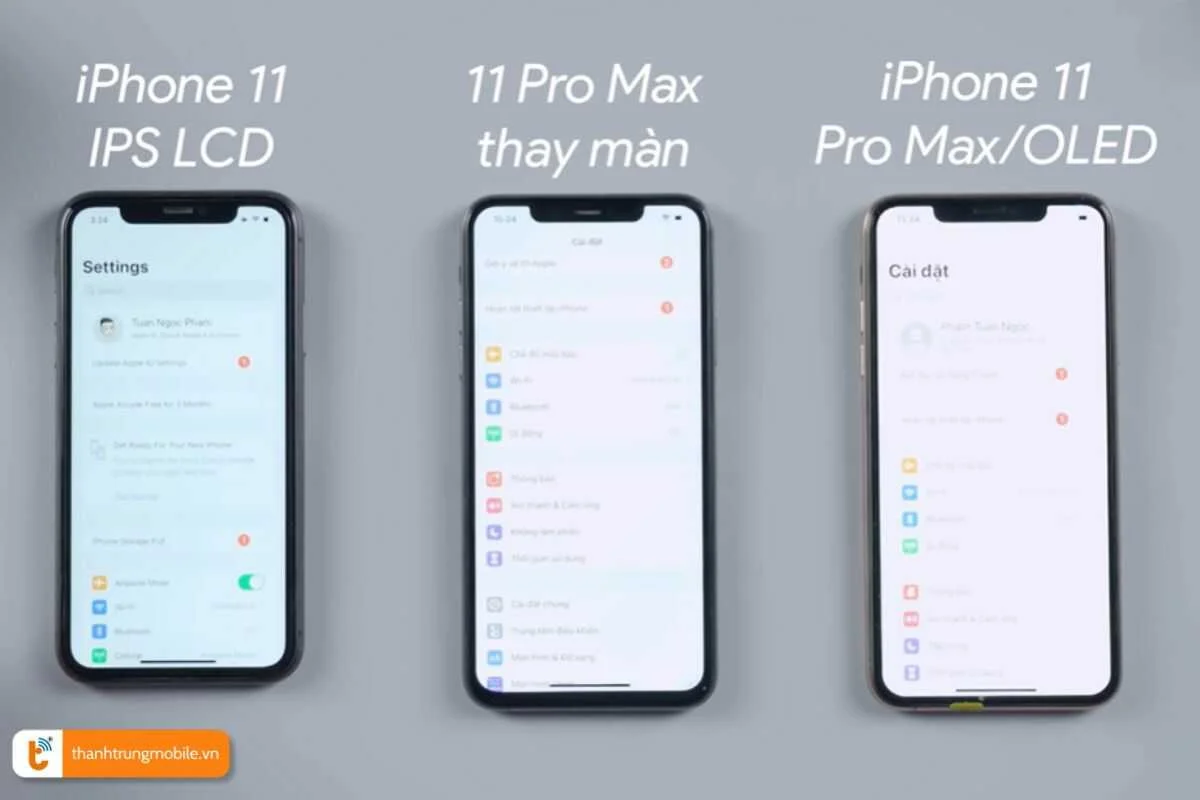 Quan sát bằng mắt thường để phân biệt màn hình zin và màn hình lô