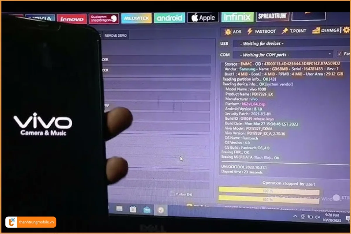 Quy trình mở khoá bảo vệ Vivo