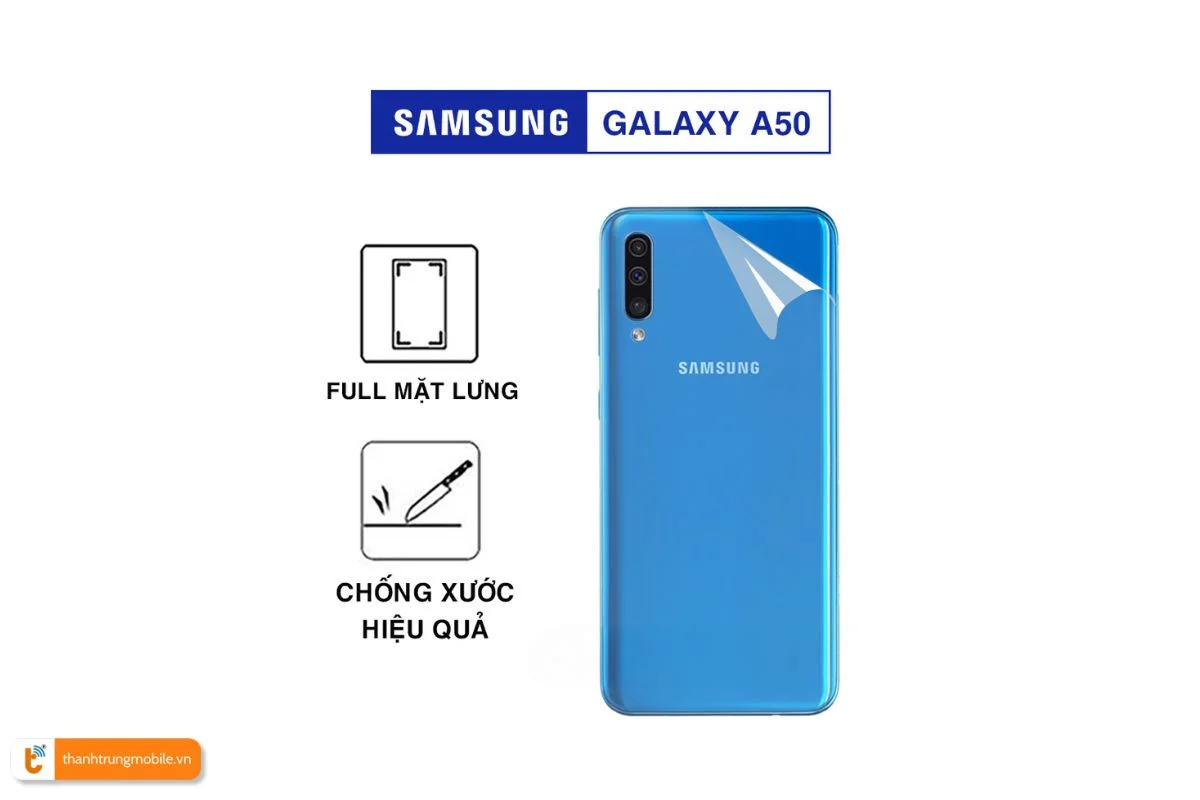 sử dụng miếng dán PPF để bảo vệ mặt lưng Samsung A50, A50s
