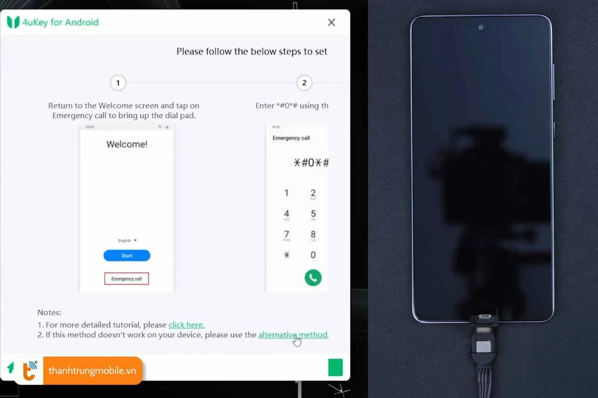 su dung tenorshare 4ukey go khoa hinh ve samsung a7