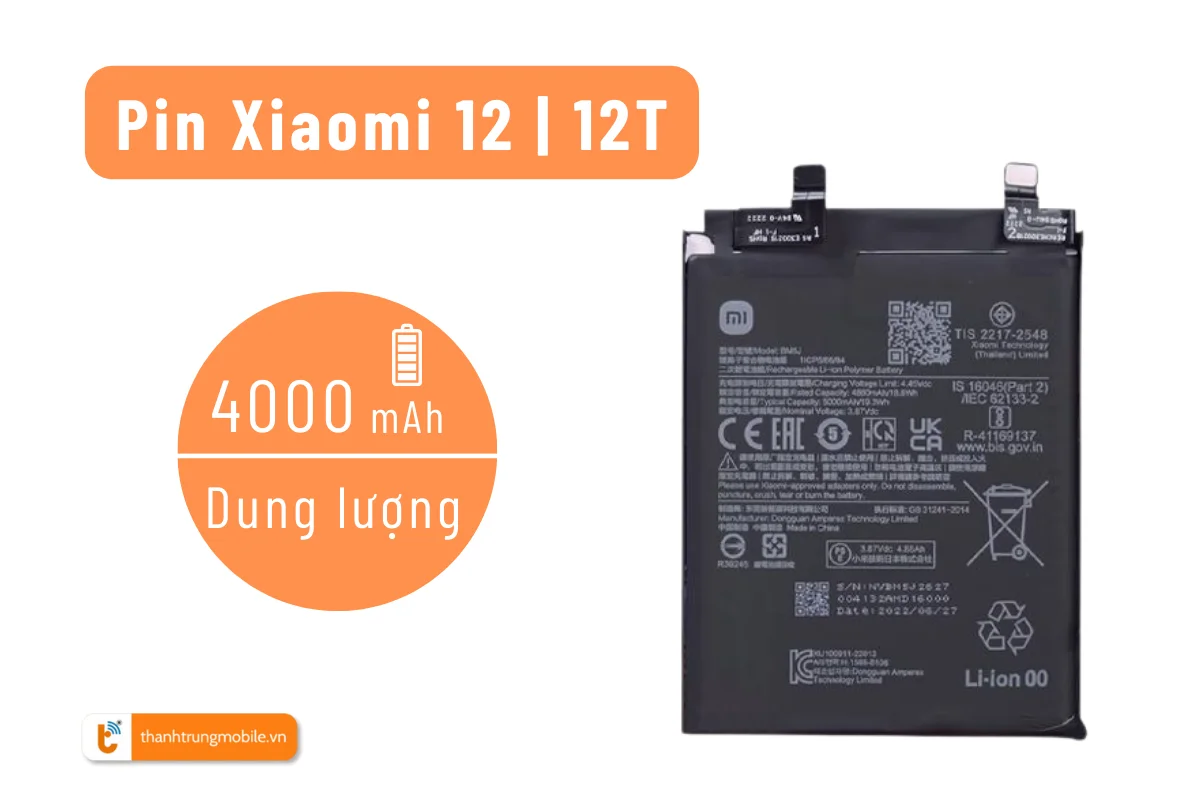 thay pin xiaomi 12 zin giá rẻ