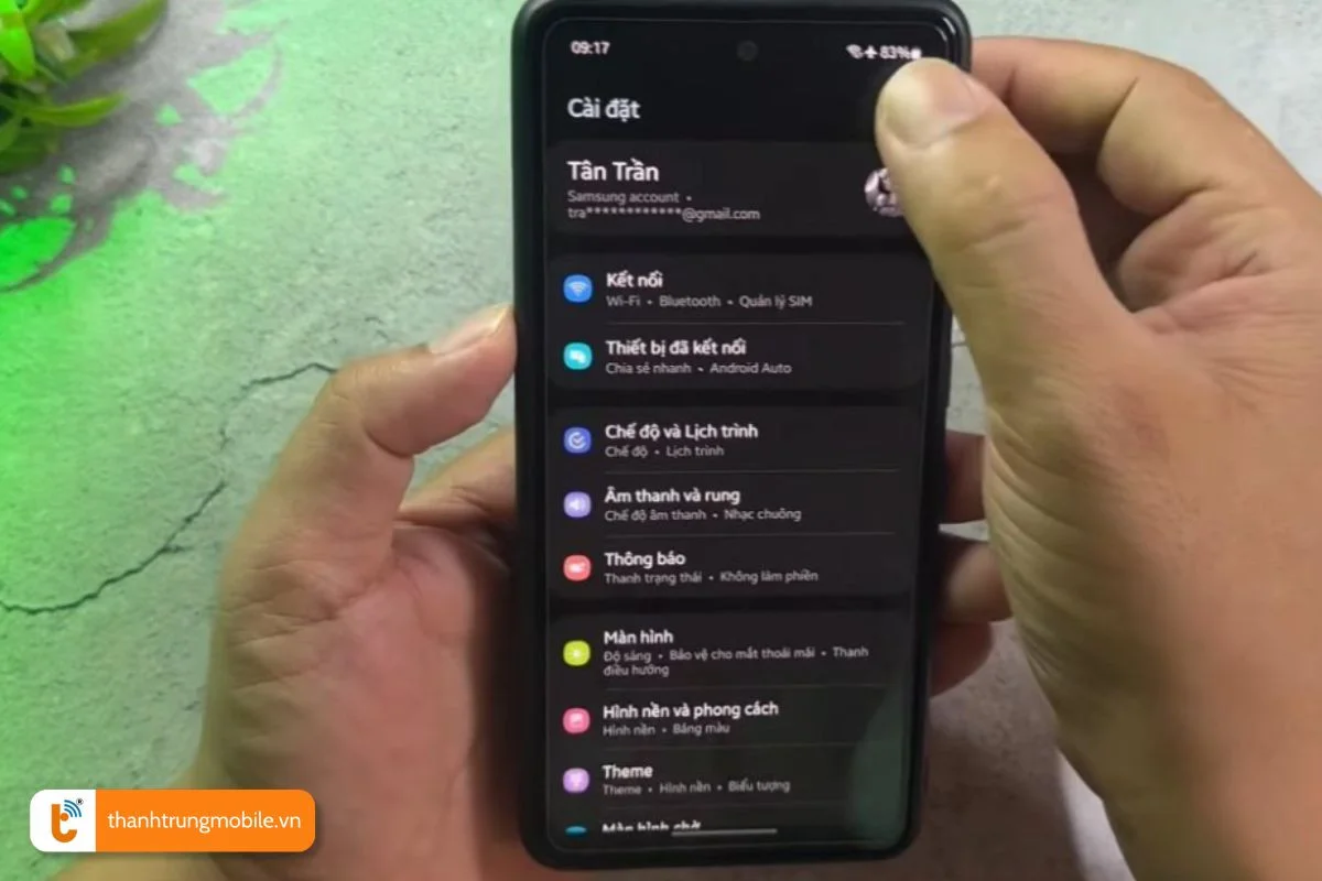 truy cap cai dat dien thoai samsung bang mot lan vuot