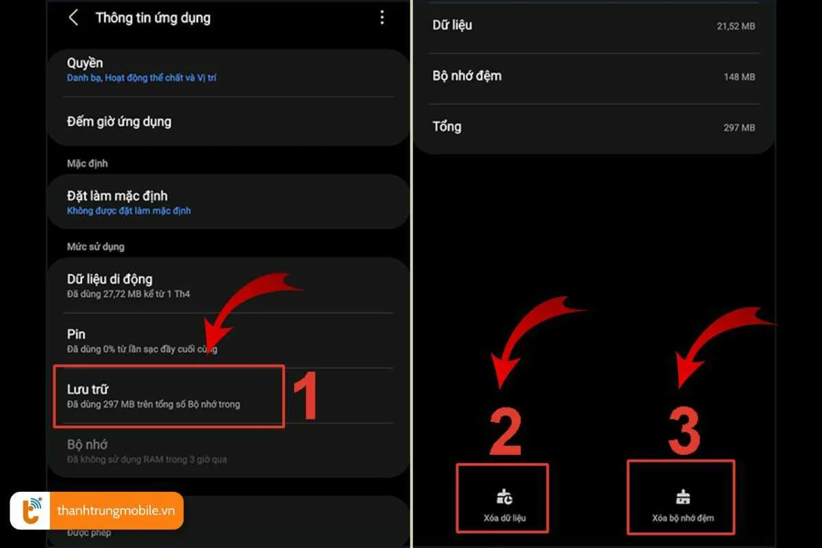 xoa du lieu va bo nho cache cua ung dung google map