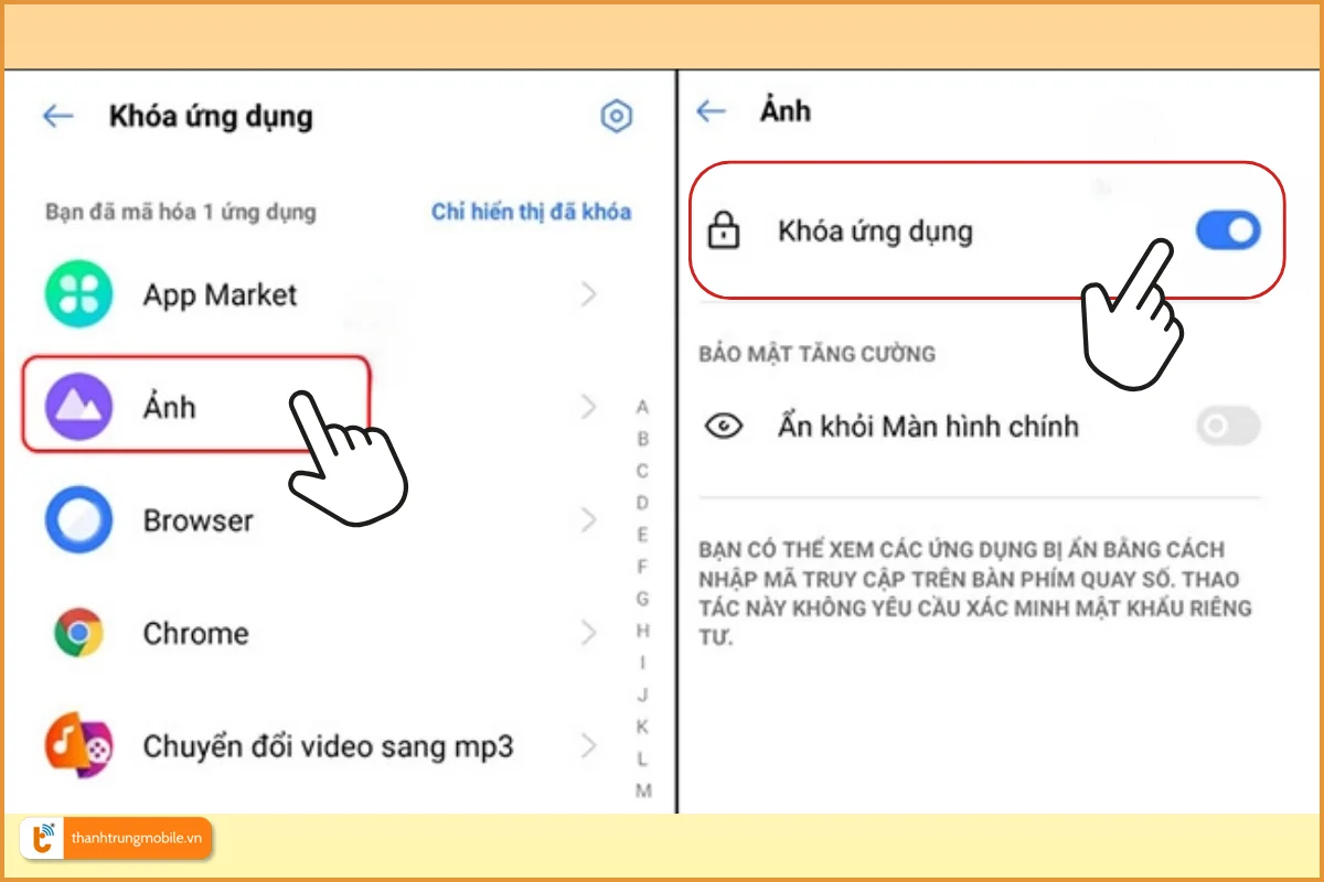 Cách khóa ứng dụng cho điện thoại Realme
