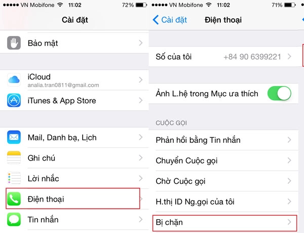 Kiểm tra danh sách số điện thoại bị chặn